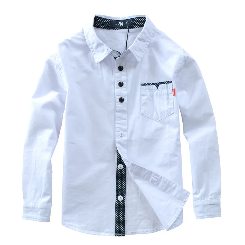 

Hot Sale Children Boys Shirts Spring 2021 Fashion Solid color Kids baby Shirts children Clothing Shirt white Long sleeve 3-12Yrs