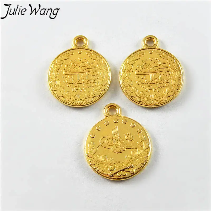 Julie Wang 20 шт. золотые монеты сплав Двусторонняя Подвески DIY браслет ожерелье