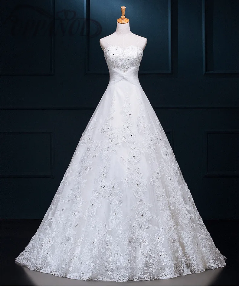 Новые Стиль Белый Принцесса Кружева аппликации Бисер блестками без бретелек