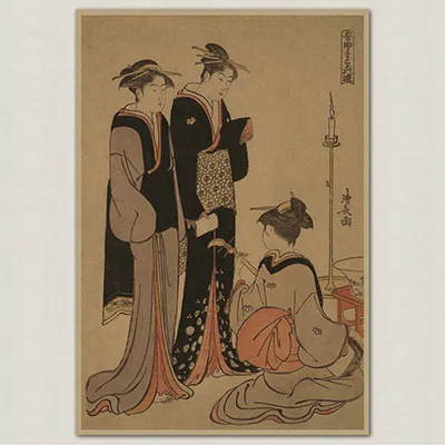 Ukiyoe живопись горничной Винтаж крафт Бумага постер фильма украшения дома гараж
