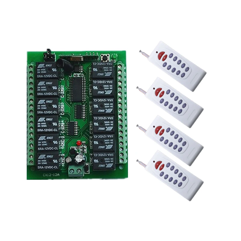 DC 12V 24V 12CH RF беспроводной переключатель системы дистанционного управления 315/433