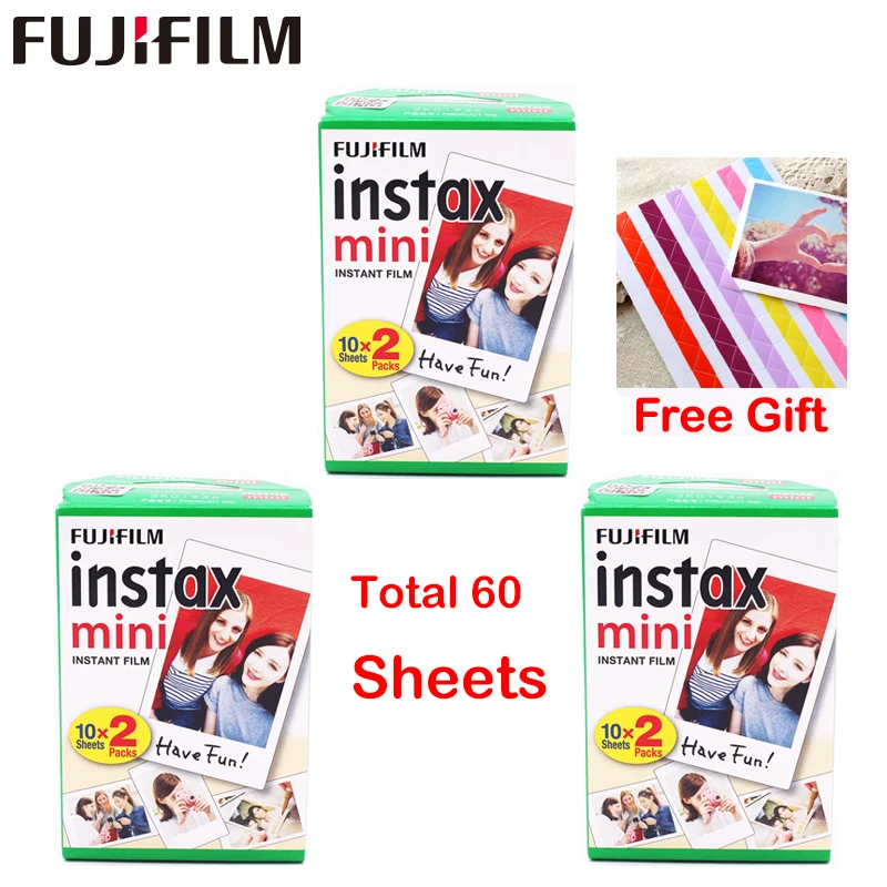Оригинальный 60 листов Fujifilm Fuji Instax Mini Instant Фотобумага для мгновенного