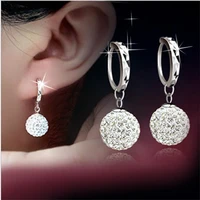 charming crystal women hoops earrings female party accessories fashion silver plated earring for girls bride wedding jewelry