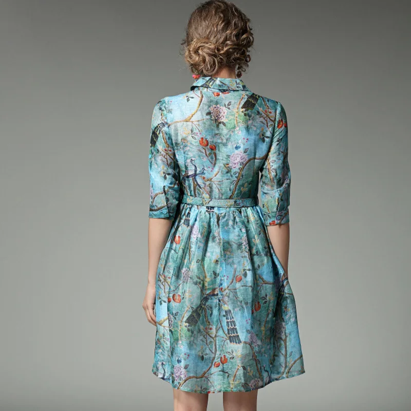 Бальное платье с цветочным принтом женское шелковое облегающее Повседневное