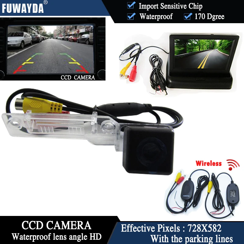 

Автомобильная камера заднего вида FUWAYDA, беспроводная, CCD, для VW Golf Passat Touran Caddy Superb/T5 Transporter/Multivan + складной монитор 4,3 дюйма