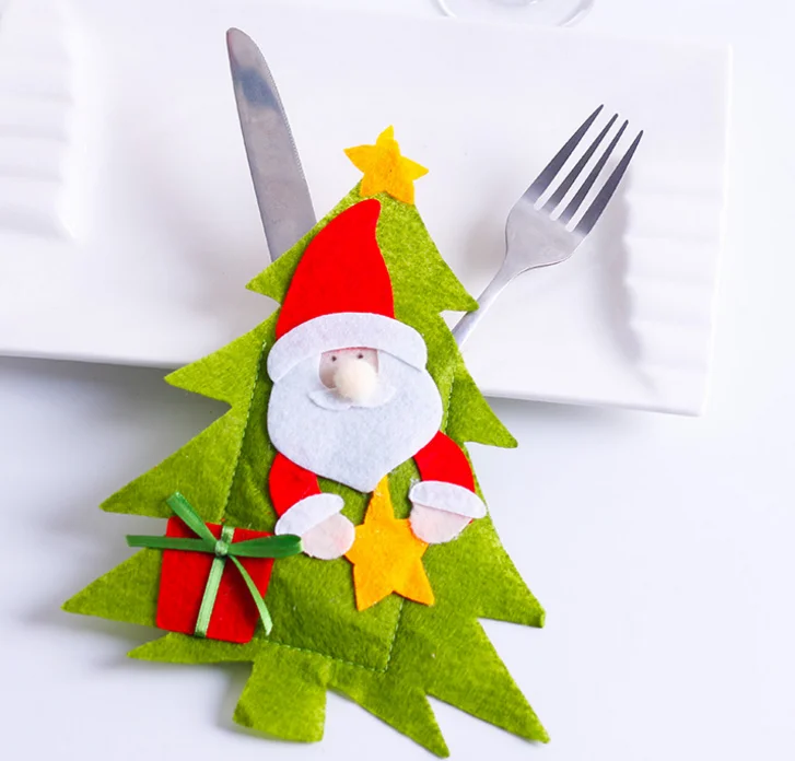 

1pc new Christmas tree/Santa Claus pattern Knife Fork Cutlery Bag cover Christmas decorations for home Party table Decoration