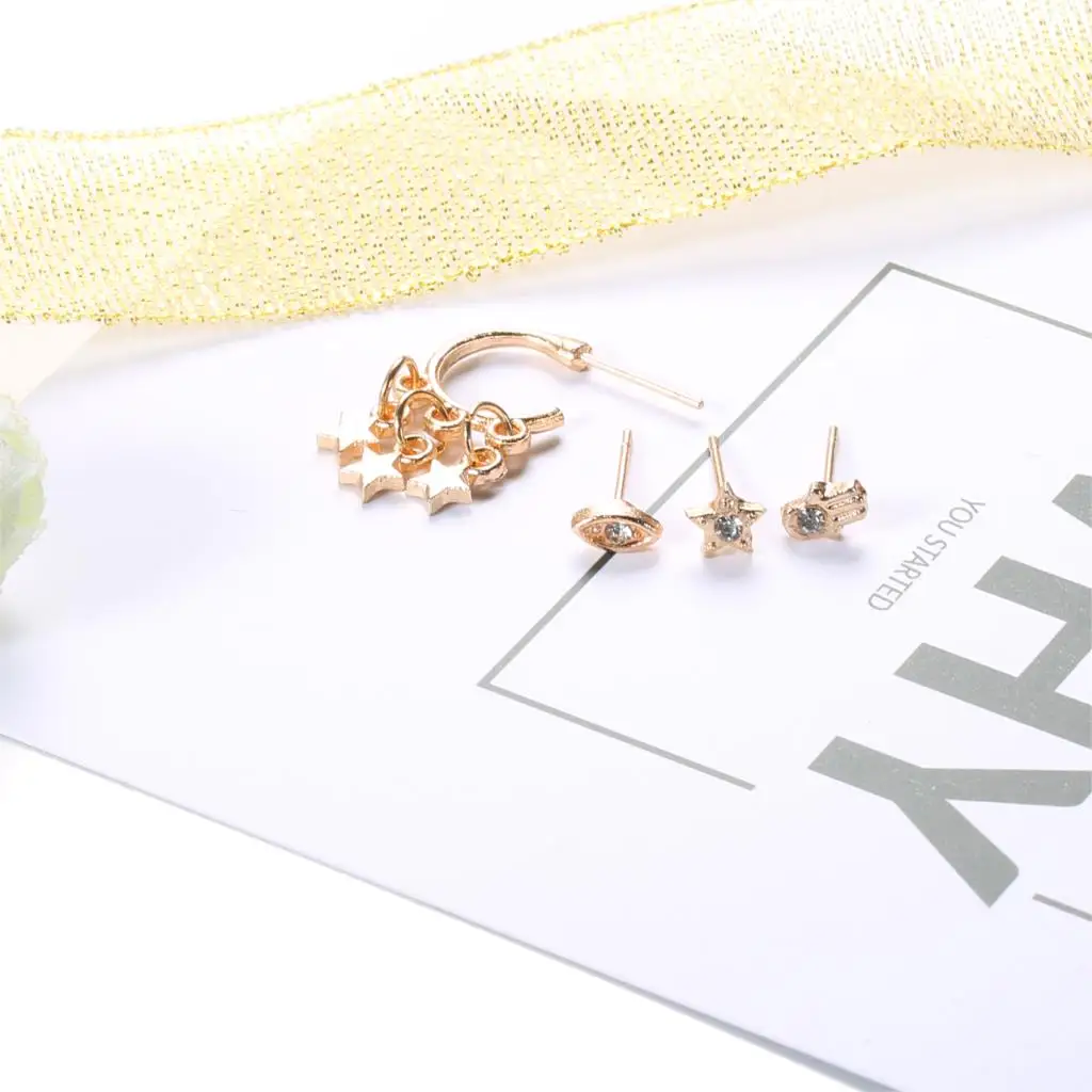 Звезда рука сглаза серьги гвоздики для женщин золотые геометрические Эффектные