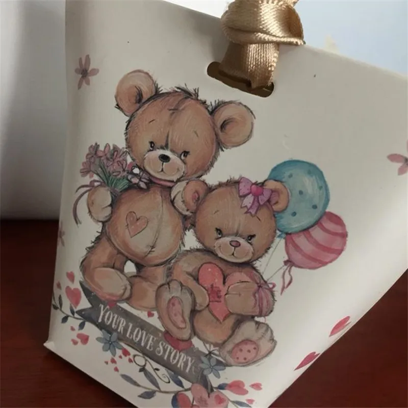 Бумажная коробка с медведем из мультфильма свадебные подарки украшение для