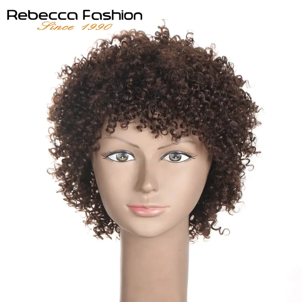 Короткий парик Rebecca кудрявый из 100% человеческих волос бразильские кудрявые