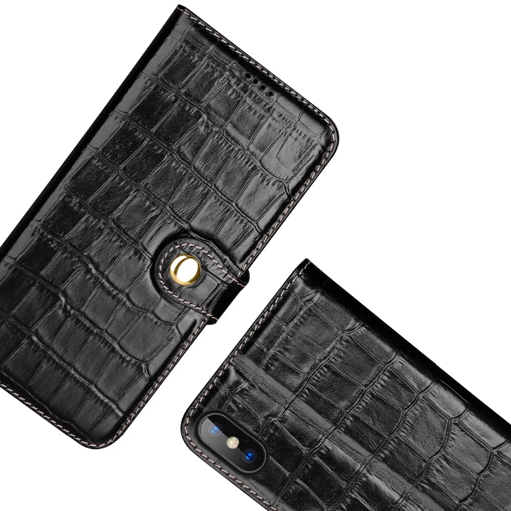 Чехол бумажник из натуральной кожи с крокодиловым узором для iphone