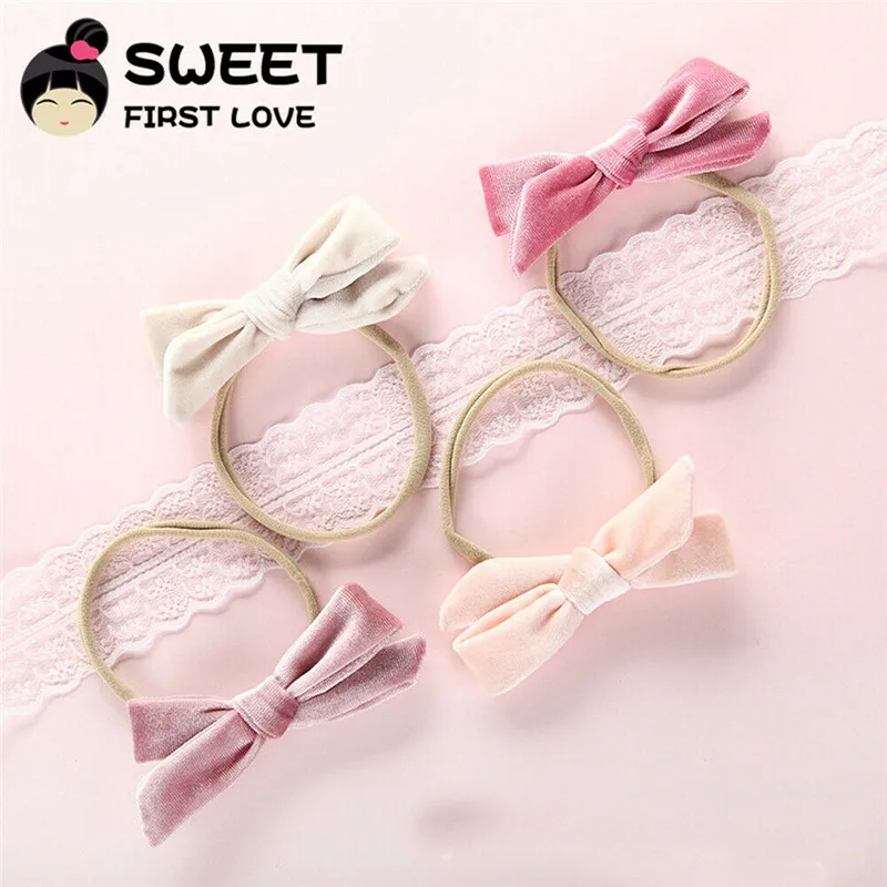 2020 Baby Kids Girls Velvet Bowknot Headwear Hair Accessories Solid Headband Band | Детская одежда и обувь