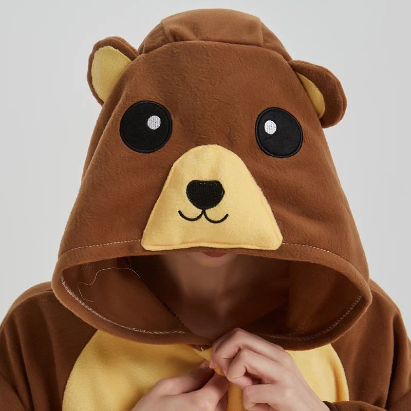

Cute Brown Bear Onesies For Adult Kigurumi Pajamas Women Men Suit XXL Size Jumpsuit Sleepwear Animal Pyjamas Cosplay Halloween