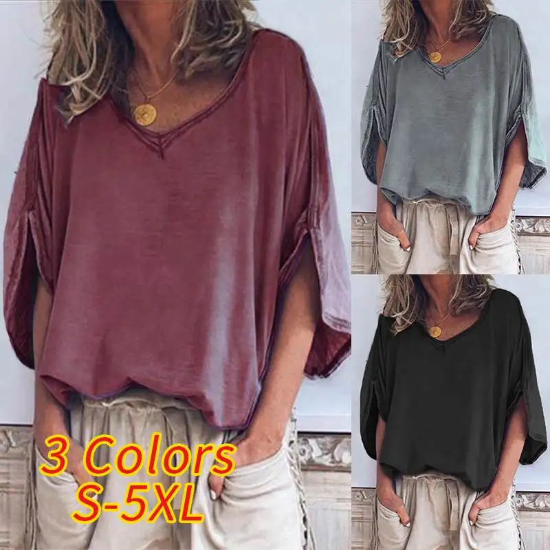 Модная летняя блузка с коротким рукавом ZANZEA Женская Однотонная рубашка с v-образным вырезом Повседневная свободная туника, топы, халат Femme Blusas Femininas 5XL