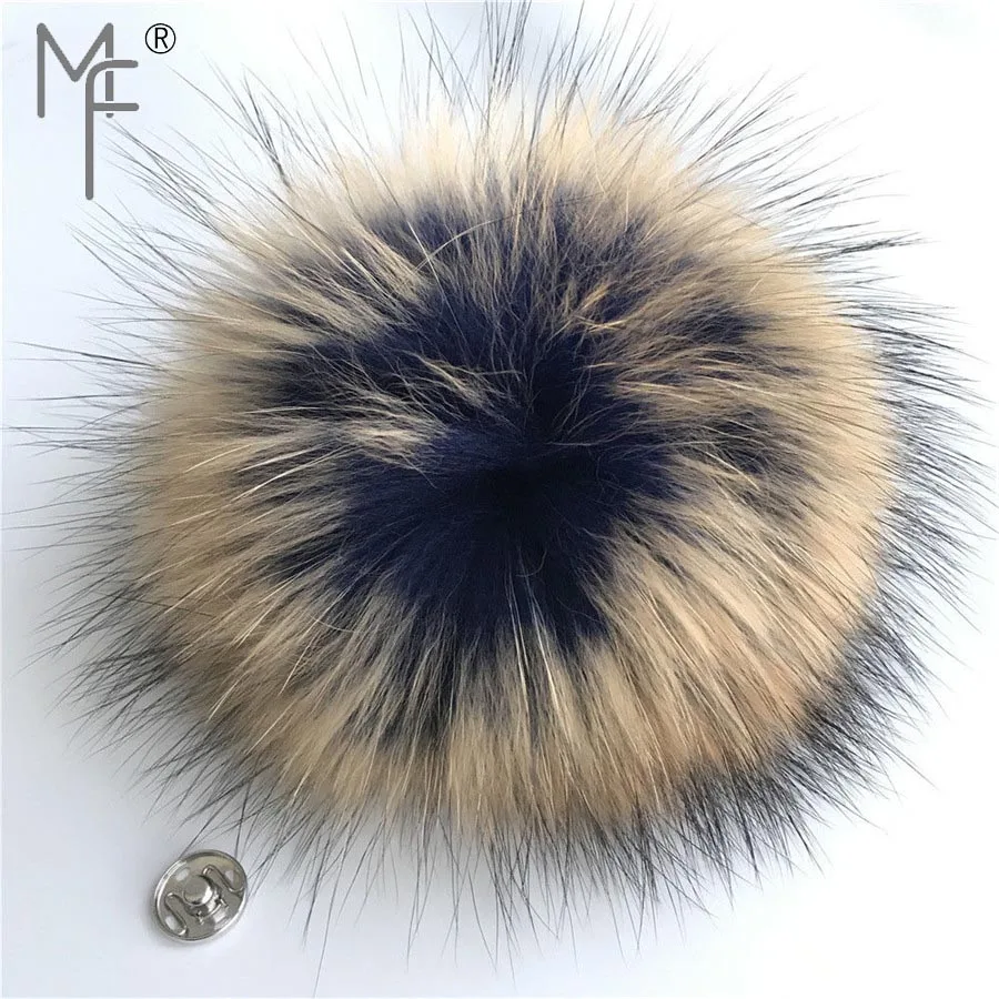Brown Frost Magicfur-1 шт. 15 см " мяч из натурального меха енота помпон W кнопка для шляпки обувь аксессуары DIY - Цвет: Brown Frost
