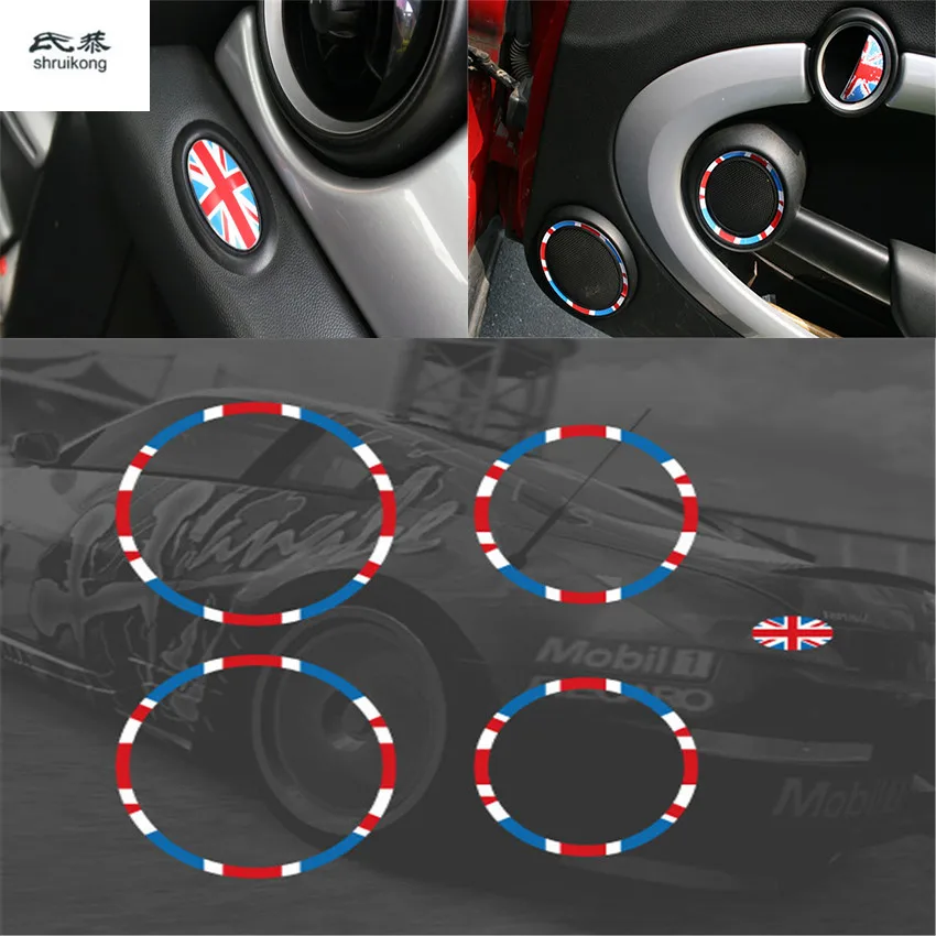

5PCS/Lot Car Stickers of Car Stereo Audio Speaker Decoration Cover for Mini Cooper R55 R56 R60 R61
