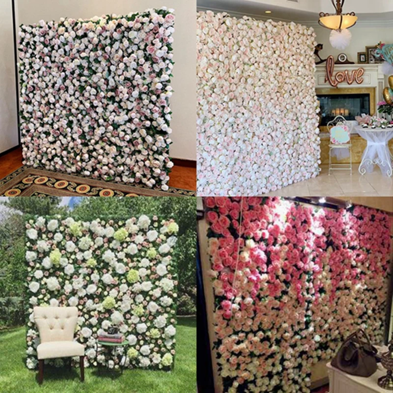 Высокое качество INS цветок стены 40x60 см красочные шелковые искусственные цветы розы стены для свадебного магазина торговый центр фоновое украшение
