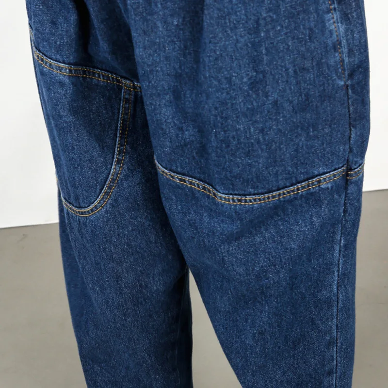 Женские свободные джинсы до щиколотки черные джинсовые шаровары с высокой