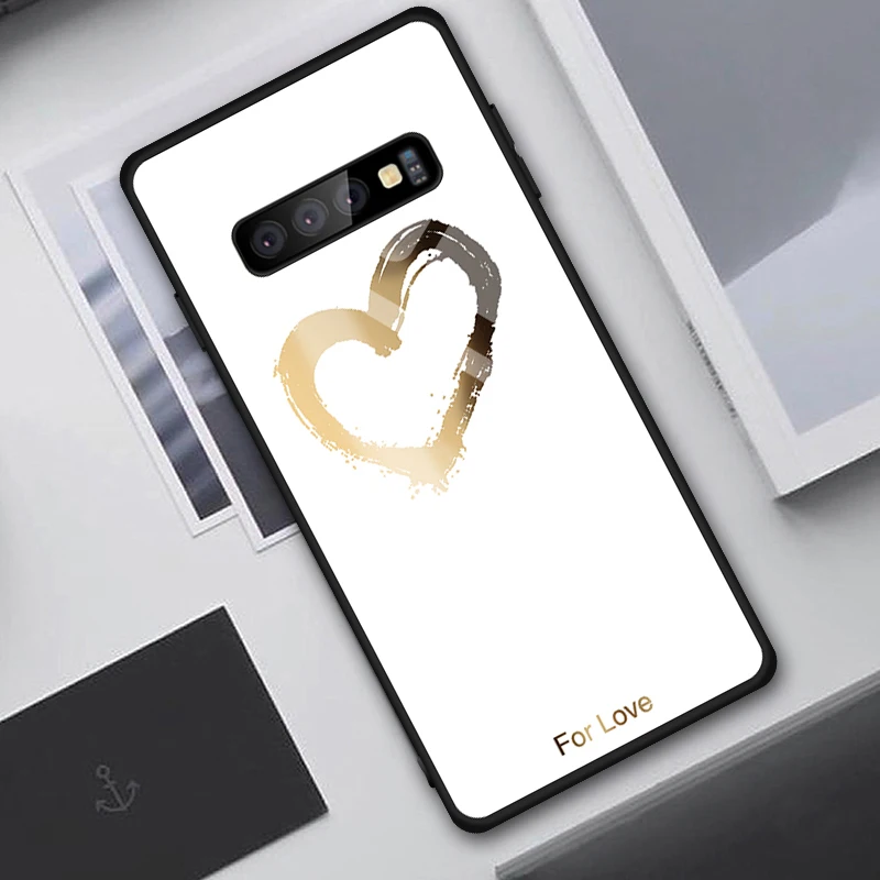 04 Чехол из закаленного стекла для samsung Galaxy S10 S9 S8 Plus S10e A7 Note 9 8 противоударный чехол градиентный чехол с изображением звезд - Цвет: 04