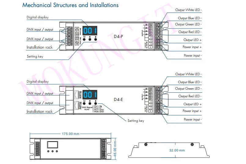 4CH* 8A 12-36VDC CV DMX декодер D4-P постоянное напряжение 4 канала DMX512 декодер терминал интерфейс высокая мощность RGB RGBW декодер