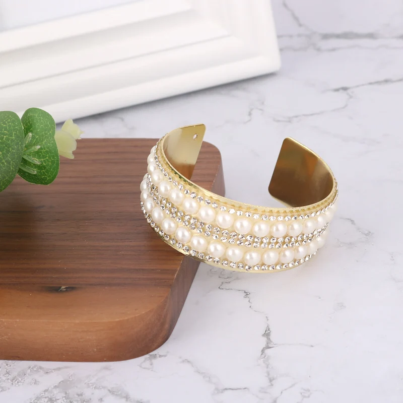 LEADERBEADS женские богемные золотистые браслеты-манжеты с кристаллами модные