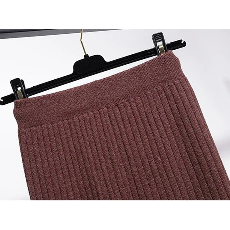 

SEDUTMO Winter Pencil Skirts Women High Waist Skirt Knitted Midi Pleated Casual Autumn Black Vintage Sexy Skirt ED529
