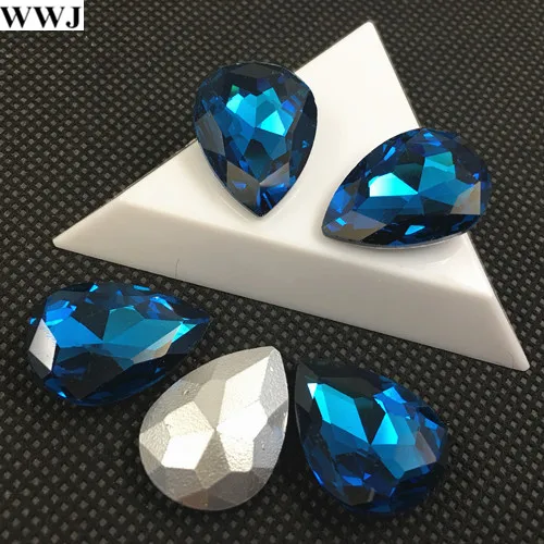 blue zircon Все размеры цвета Кристалл каплевидный необычный камень заостренный назад ювелирные изделия в виде капли бусины стекло 7x10, 10x14~ 30x40 мм без отверстий Красочные капли - Цвет: blue zircon