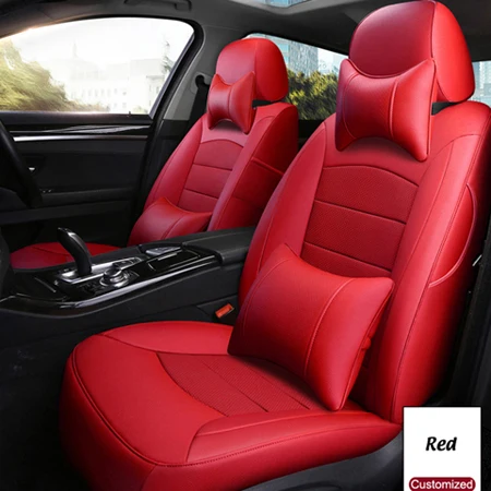 Red Ausftorer из воловьей кожи чехлы для сидений автомобиля Audi A5 трансформируемый чехол для сиденья искусственного кожаные автомобильные сиденья поддерживает протектор - Название цвета: Red