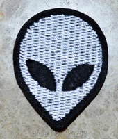 wholesale alien white black extraterrestrial intelligence iron on patches sew on appliques made of cloth100 quality