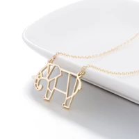 daisies origami elephant necklace cute ivory hollow animal pendant necklaces for women jewelry