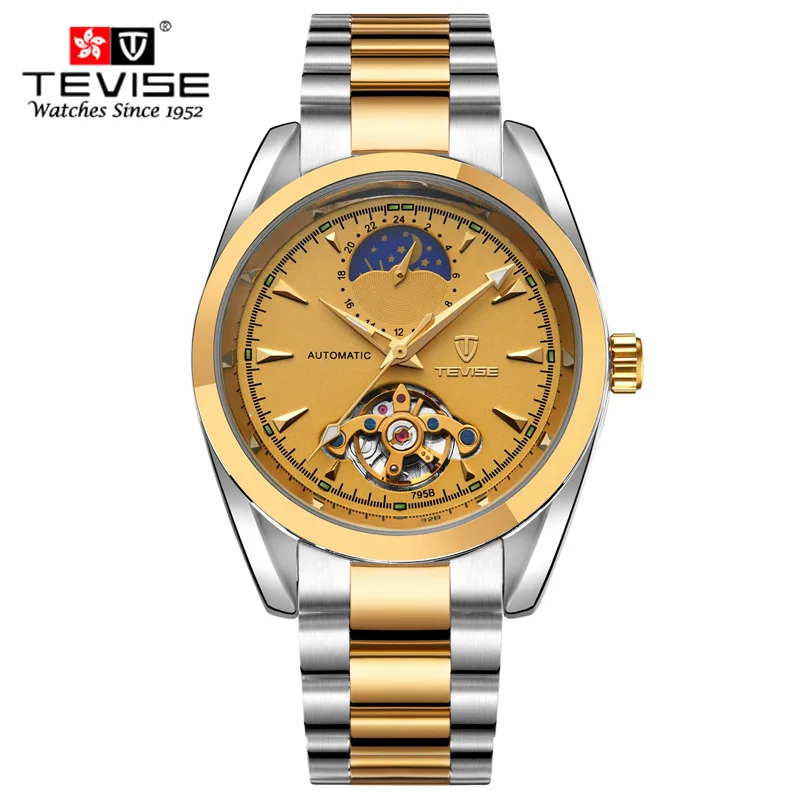 

Relogio Masculino TEVISE Luxury Brand Watch Men Tourbillon automatic Mechanical watches Moon Phase Skeleton wrist watch clock