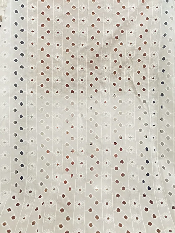 

130cm 51.18" wide 2 yards ivory cotton fabric embroidered clothes dress cloth clothing QL4K170