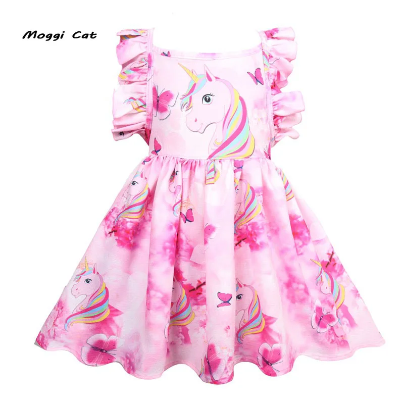 Moggi/платья для маленьких девочек с рисунком кота хлопковая одежда малышей
