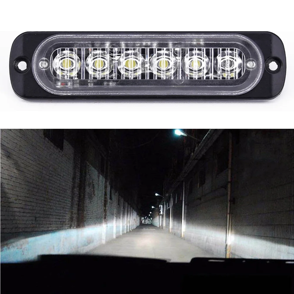 DRL вспышка белый DC 12V 24V 333mA 18W 112*28mm автомобиль 6LED дневные ходовые огни фары|Кабели и