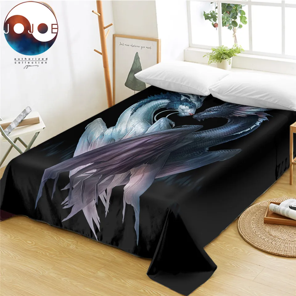 Yin and Yang Dragons Black by JoJoesArt простыни для кровати с 3D принтом плоские покрывала