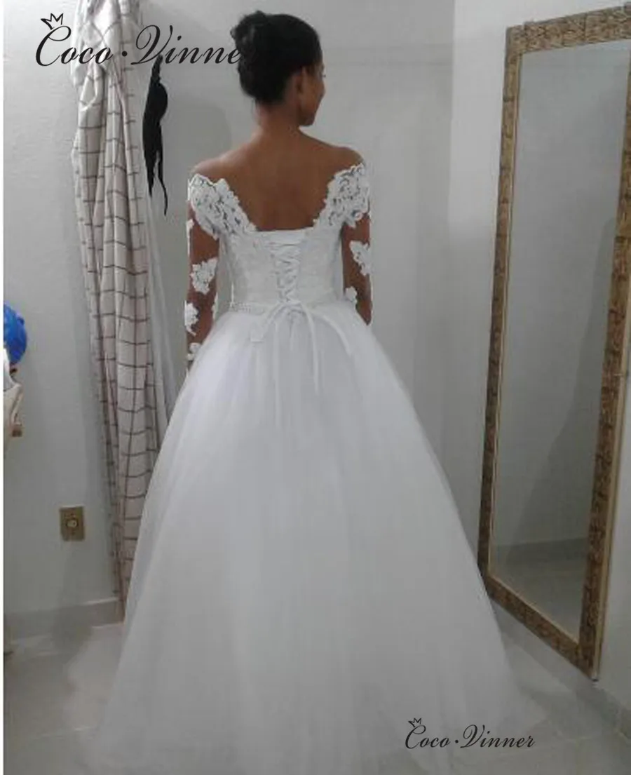 Robe De Mariee бальное платье Африка свадебное платье с открытыми плечами Бисероплетение Пояса Чистый Белый Vestido De Novia Свадебные платья W0427