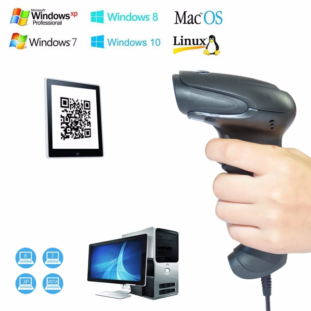 1D/2D Led qr-код сканер Ручной Проводной 2D штрих-кодов КПК Android портативный планшеты