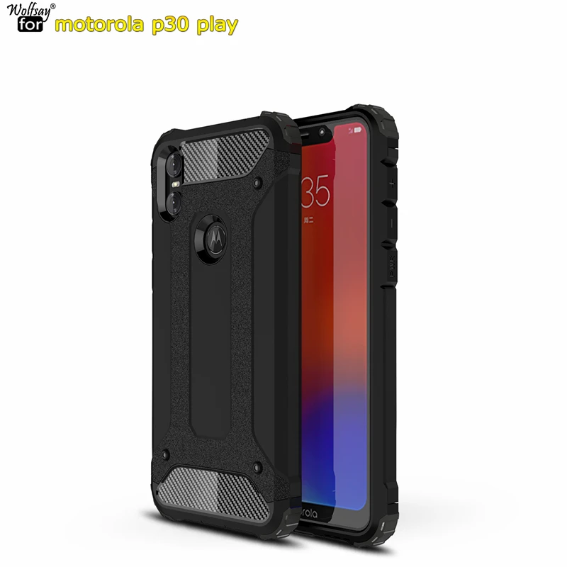 Чехол Wolfsay для Motorola Moto P30 Play гибридный прочный из ТПУ и поликарбоната телефона