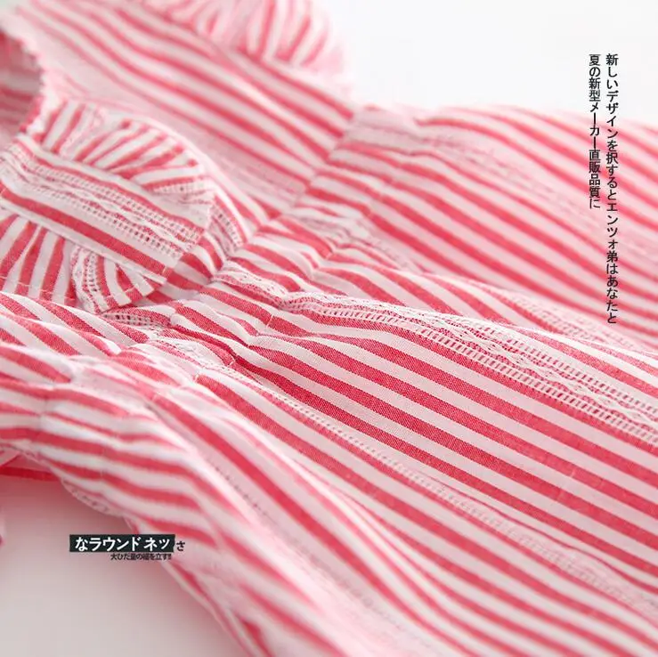 Девочка Платье Лета Ребенка Хлопка Полосатый Лук Детской Одежды На День Рождения