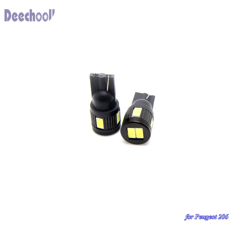 Светодиодсветодиодный лампы Deechooll T10 для Peugeot 206 2 шт. автомобильных номерных