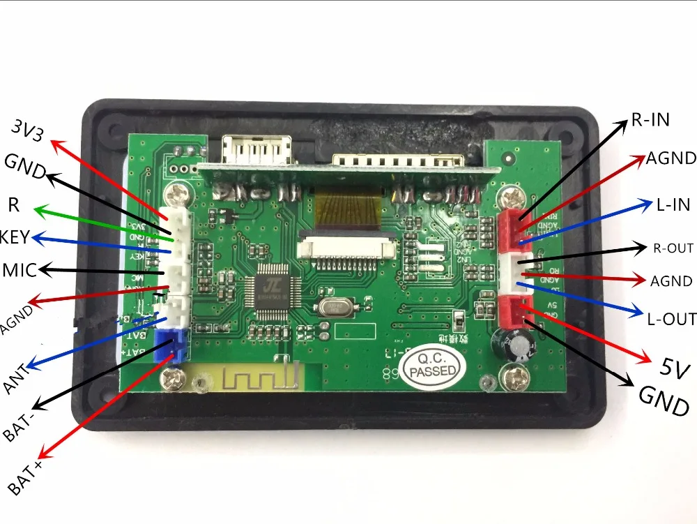 12 В-20 в аккумулятор MP3 аудио декодер Board4.2 Bluetooth вход запись радио отображение