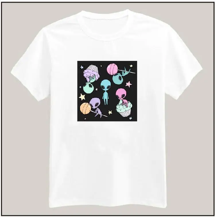 Пришелец Харадзюку Инь Ян принт Женская футболка из хлопка повседневная рубашка