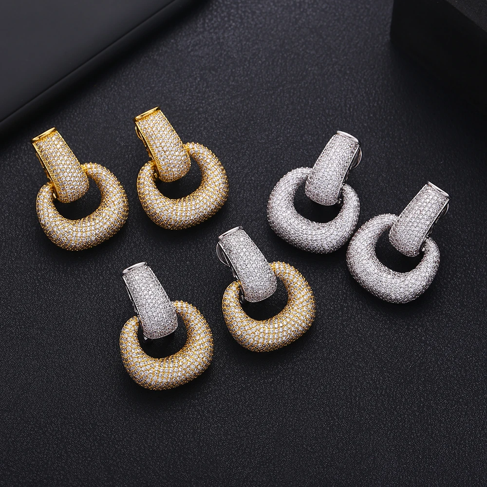 JANKELLY luxuryTWO серьги круглой формы блестящие многоцветный кубического циркония для