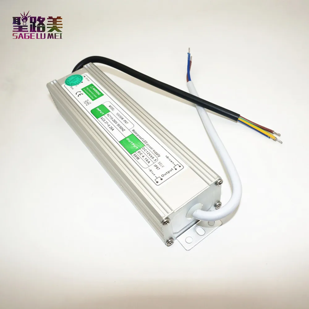 best price 12V 50W Electronic Waterproof led strip Driver Led Outdoor Power Supply AC110V-260V DC12V waterproof power supply | Лампы и