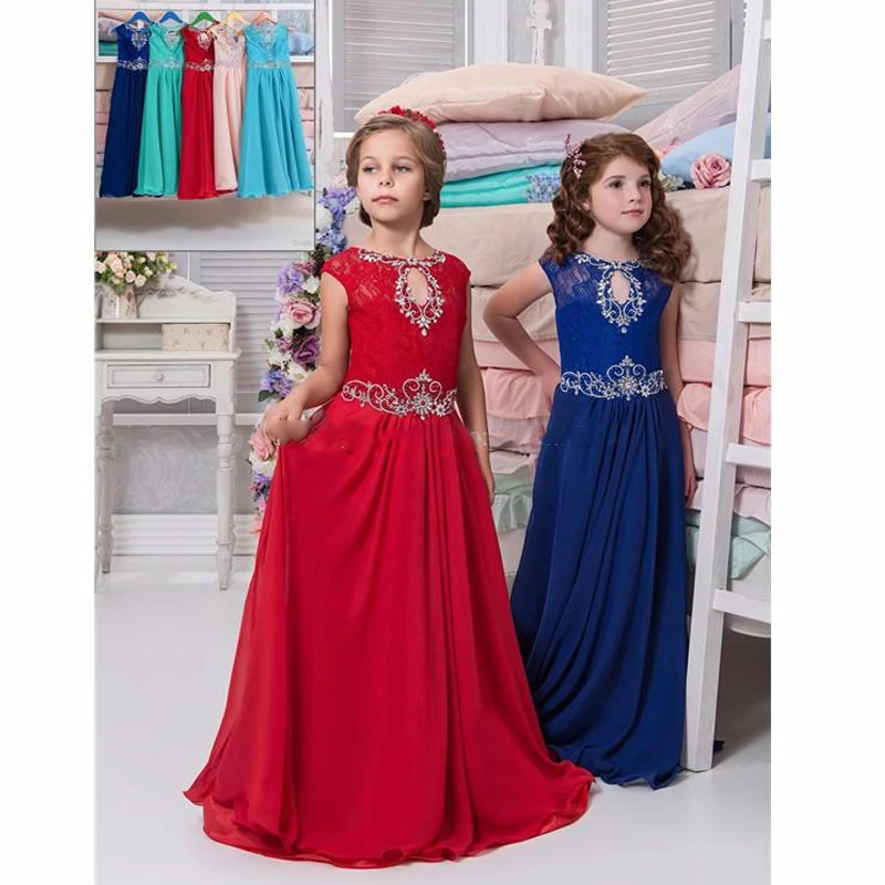 Святой Бисером Детские Платья Шнурка Девушки Театрализованное Платье с Cap Рукава