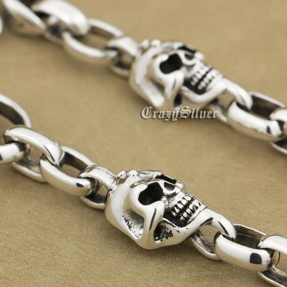 Мужской серебристый кошелек-цепочка 9N014WC в стиле панк с изображением черепа рыбы