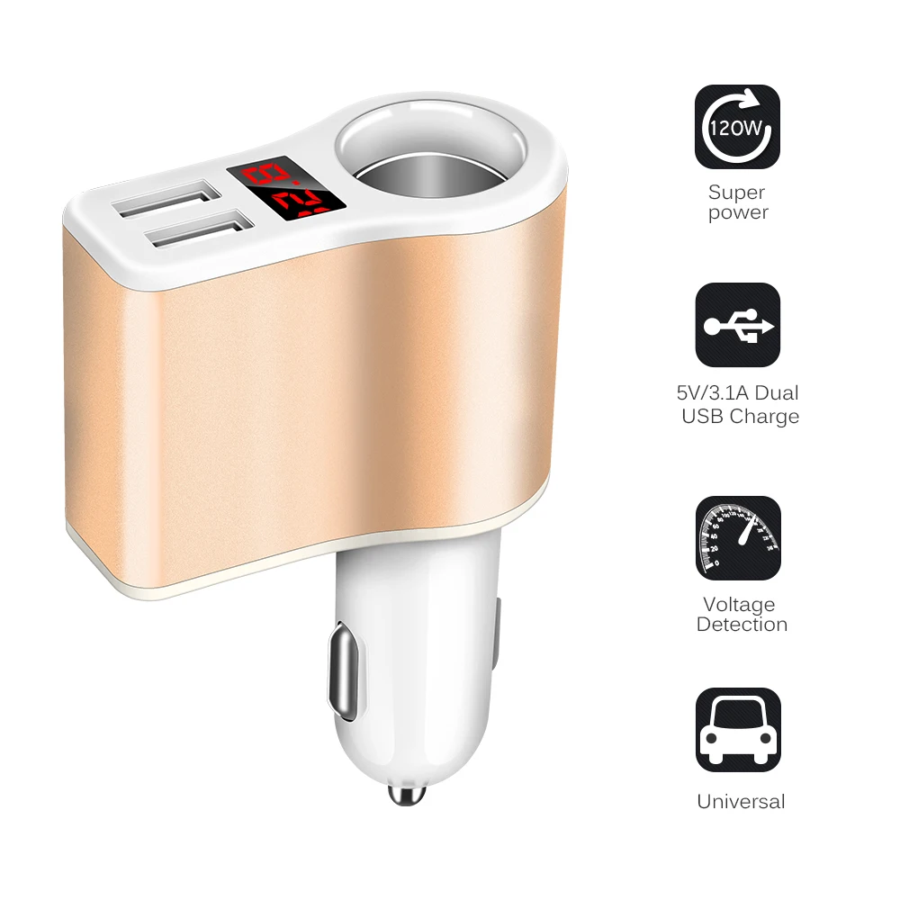 DACE, быстрое автомобильное зарядное устройство, 2 USB, два порта, легкий адаптер, зарядное устройство для мобильного телефона, для Xiaomi, планшета, iPhone XS Max X 8, 7, huawei, samsung