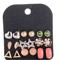 lovely flower stud sets hot sell vintage small gold ball earring sets for teen girls 9 pairs jewelry wholesale