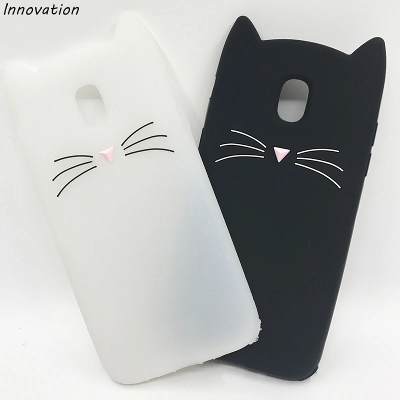 

Soft Silicone Phone Case For Samsung Galaxy J3 J4 Plus J5 Pro J6+ J7 2016 A5 2017 Cute 3D Cartoon Smile Cat Ears Back Cover