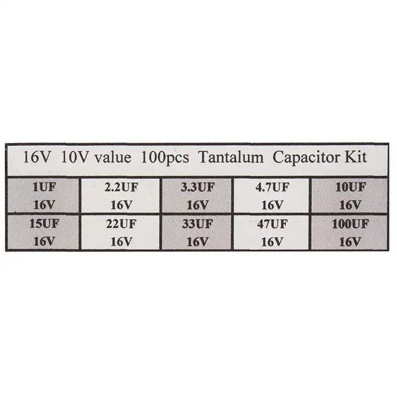 Конденсаторы танталовые высокой точности 16 В 10 значений 100 шт.|tantalum capacitor|capacitor