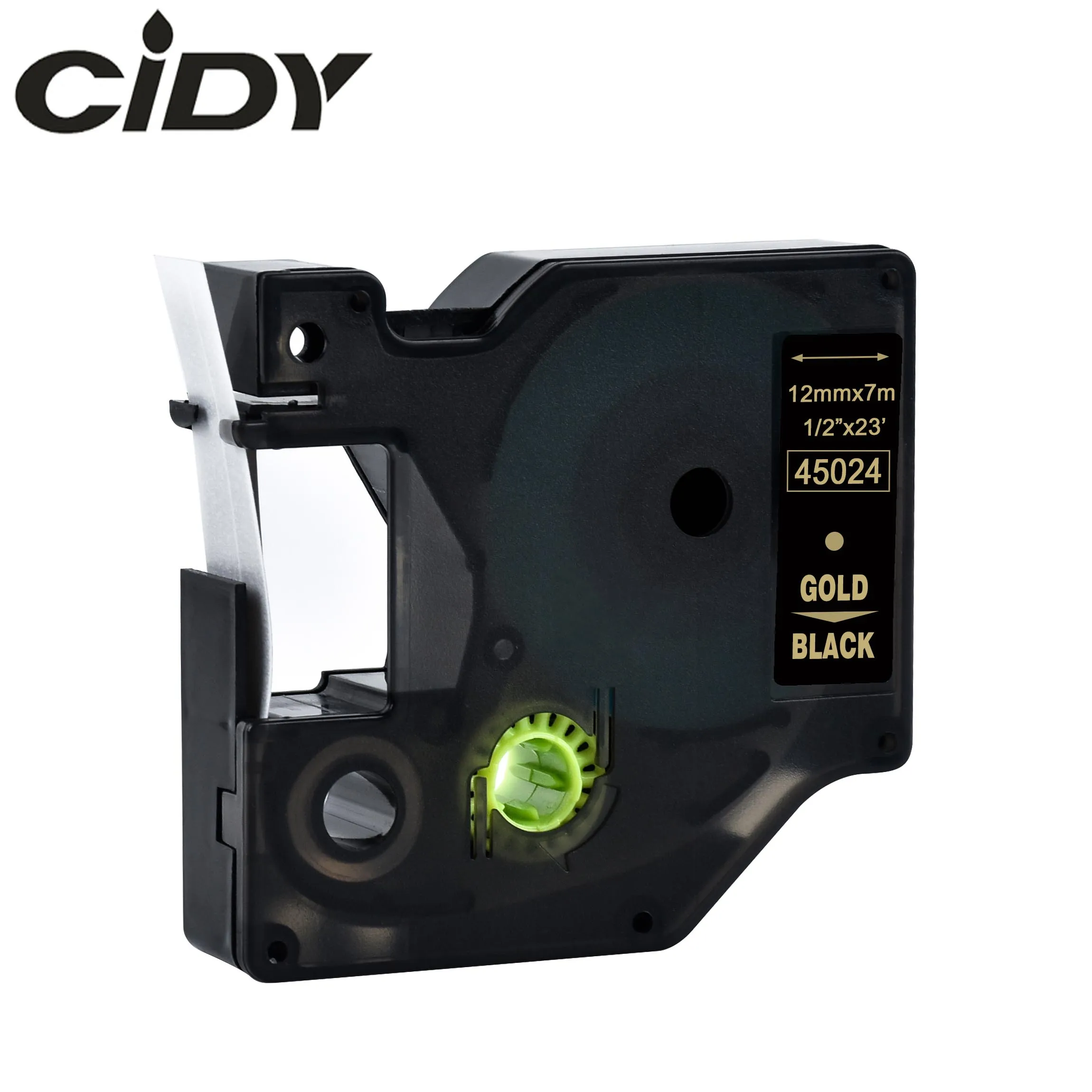 CIDY Dymo D1 45013 12mm Black on White compatible for DYMO D1 Label Tape 45018 45010 45021 for Label Manager Maker 210 450 LM160 - Цвет: 12mm gold on black